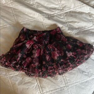 Toddler Floral Black and Pink Skirt 2-3T